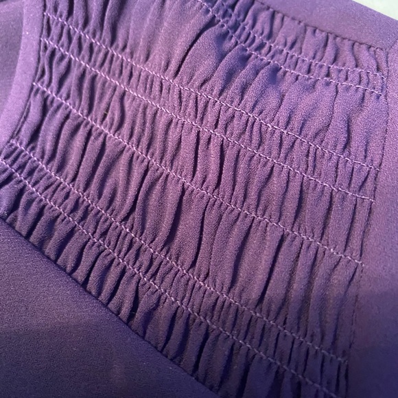 Ann Taylor Deep Purple Blouse W/ Shirred Shoulder - Picture 4 of 5